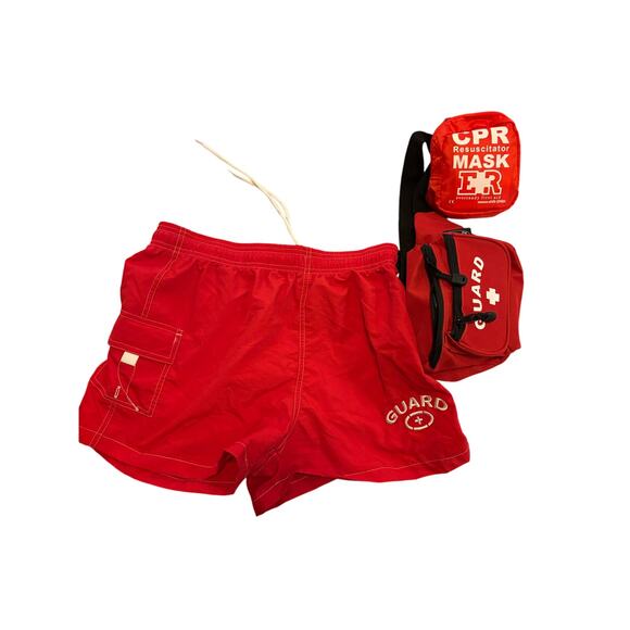 Men medium lifeguard shorts and fannypack with cpr mask - Picture 1 of 2